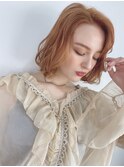 外国人風ニュアンスミディ×オレンジカラー