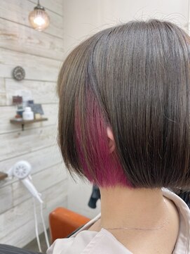 ベルクープス 天王寺店(Belle Coupes) 【BelleCoupes】岡本真由美 ボブインナーカラーラベンダーピンク
