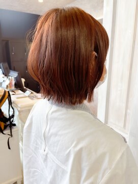 キャアリー(Caary) 福山人気ブリーチなしオレンジカラー顔まわりカット小顔20代30代