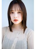 セミディぱっつん前髪姫カットシアーカラーフェイスレイヤー小顔