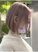 渋谷ブリーチカラータッセルボブピンクベージュカラーハイトーン