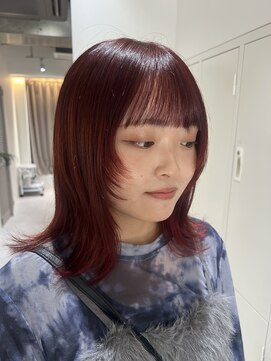 ジーナ 京都駅前(Zina) 顔まわりレイヤー×チェリーレッド