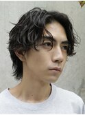 メンズパーマサーフカール波巻きパーマセンターパートウルフ原宿