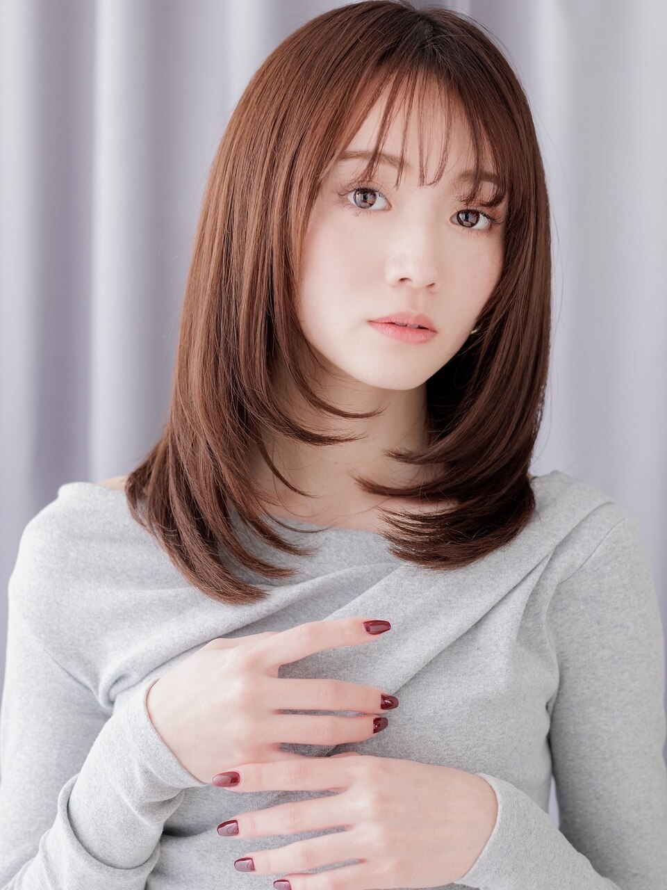 大人美人ブリーチなしセミロングレイヤーカットY志木30代40代