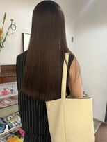 ヘアーアイストゥーレ(HAIR ICI TRE) ロング ストレート オリーブベージュ 髪質改善 担当阿知波