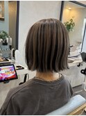 アウターカラー×切りっぱなしボブ/ミルクティーベージュ