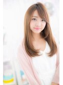 斜めバングで叶える♪ミルクティブラウン小顔ロングc1