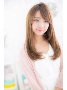 ヘアアンドビューティー ミック(Hair & Beauty miq) 斜めバングで叶える♪ミルクティブラウン小顔ロングc1