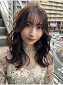 20代 30代 韓国風シースルーバングと重めミディアムスタイル