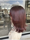 20代30代40代外ハネ艶感レッドブラウン