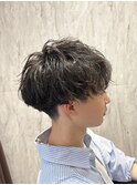 ベリーショート/ダークアッシュ/ニュアンスパーマ/韓国マッシュ
