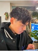 メンズウェット質感束感パーマ 