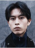 大分ルーズパーマフェザーパーマメンズカットセンターパート緩め