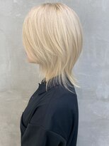 ダブルトーキョー シブヤ(W-TOKYO SHIBUYA)&nbsp;ウルフカットハイトーンホワイトベージュカラーブリーチリタッチ