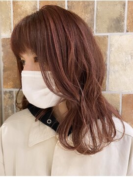 ピークアブー アヴェダ アトレ恵比寿(PEEK-A-BOO AVEDA) ピンクカラーピンクベージュくびレイヤー前髪あり20代30代ひし形