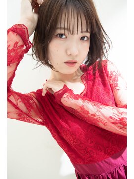 クシュ 本川越店(kusyu...) ブルーカラーワインレッドお団子ヘアチェリーレッド刈り上げボブ