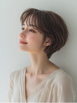 e.m.a プレミアムビューティーサロン 栄駅店(e.m.a PREMIUM BEAUTY SALON) ショートヘア/イメチェン/外ハネボブ/美髪/ワイドバング/髪型