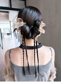 おくれ毛ロンググレージュ韓国ヘアオリーブベージュ_ba584451