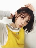 くびれヘア顔周り韓国レイヤーカット黒髪ショートミディアム/柏