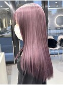 ダブルカラーピンクベージュベージュカラーケアブリーチレイヤー