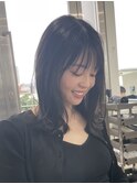 シースルーバング/外ハネ/ミディアムボブ