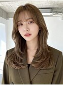 アンブレラカラーミディアムヘアショートカットセミロング50代