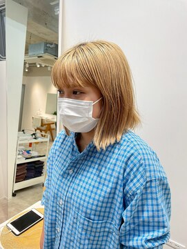  fit stand 千葉/ショートボブ/カット/パーマ/ダブルカラー/トリートメント/縮毛矯正 イメチェン/ピンクベージュ/アンブレラカラー[千葉]