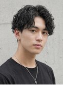 シャドウパーマショートセンターパートルーズパーマフェード眉毛