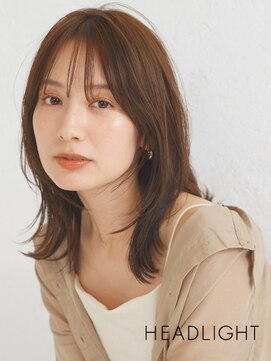 ソーエン バイ ヘッドライト 薬院店(soen by HEADLIGHT) 小顔魅せミルクブラウン似合わせくびれ顔周りミディアムレイヤー