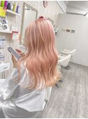 47. オレンジピンク/ゆるウェーブ/ハイトーン/グレージュ