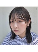 ラベンダーグレージュ×切りっぱなしミディ