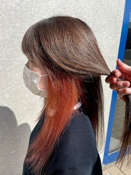 ミーツ バイ カシェート 武蔵藤沢店(meets by cachette) インナーカラー/レッド/グレーアッシュ