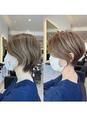 30代40代50代絶壁解消ひし形白髪ぼかし大人ショートボブ
