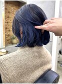 ボブレイヤー　グラデーションカラー　ネイビーカラー