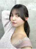 美髪カールピンクブラウン韓国レイヤーロングセミディ顔周り前髪