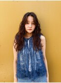 ホワイトグレージュミニウルフデジタルパーマチェリーブラウン