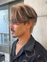 メンズブリーチカラーミルクティーベージュカラーダブルカラー