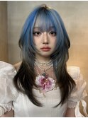 【GEEKS渋谷】ペールブルー/レイヤーカット/ルーツカラー/夏ヘア