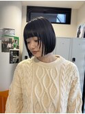 ショートヘアグレージュミルクティーベージュシースルーミニボブ