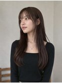 大人フェミニンロング/顔周りレイヤー/髪質改善/暗髪カラー