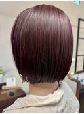レッドブラウン・カシスブラウン・ショートボブ
