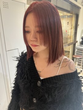 サラジュ 梅田店(SARAJU) saraju サトウ　前髪長めボブ　透明感ピンクブラウン