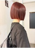 大平/切りっぱなしミニボブ前下がりストレート暖色ピンク吉祥寺