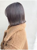 30代40代暗めカラー透け感グレージュ切りっぱなしアゴラインボブ
