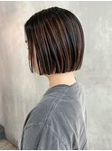 ボブショート韓国ヘアハイライトカラーグレージュ_ba514821