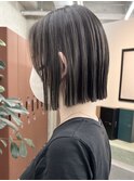 栄黒髪垢抜け外ハネシルエットボブヘア