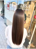 艶感ナチュラルロング×柔らかブラウン