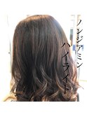 ノンジアミンカラー　ハイライト　ココアカラー　毛先バーマ