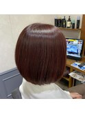 ツヤ感ピンクブラウン大人かわいい透明感ボブ【カミケン清明店】