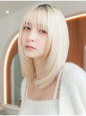 ハッシュカット韓国レイヤーイメチェンフルバング小顔